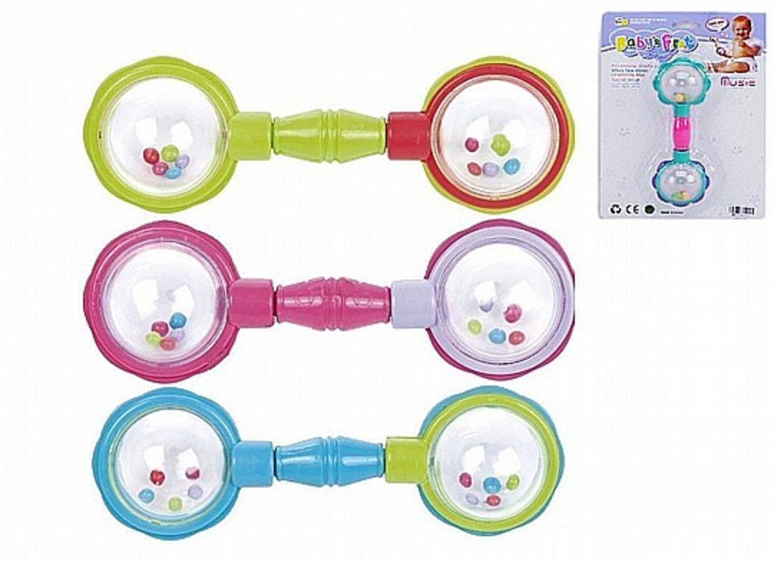 רעשן תינוק ידית כדורים שקוף בלוח 22X14 סמ