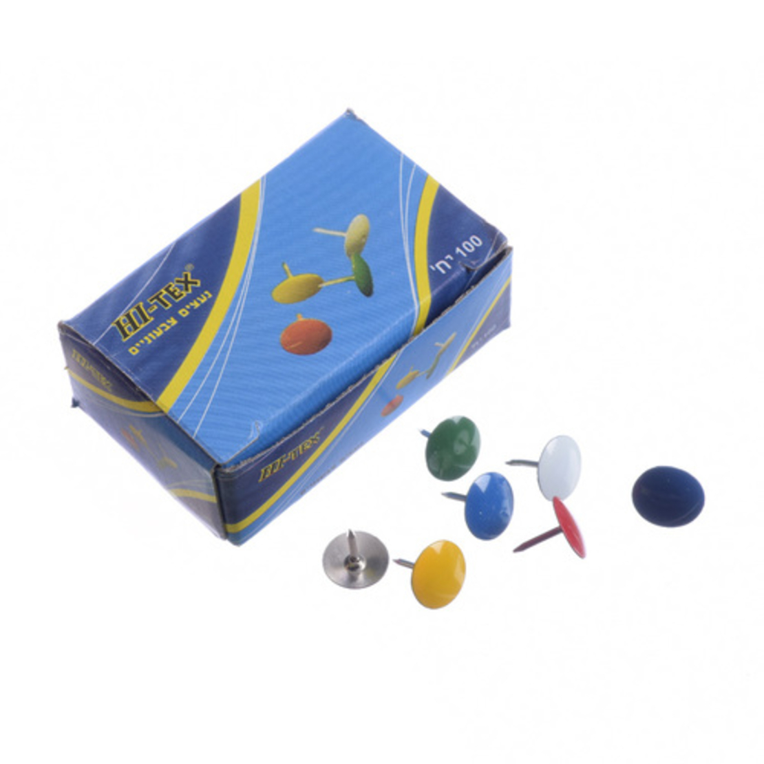 הייטקס נעצים צבעוניים 100 יח בקופ'