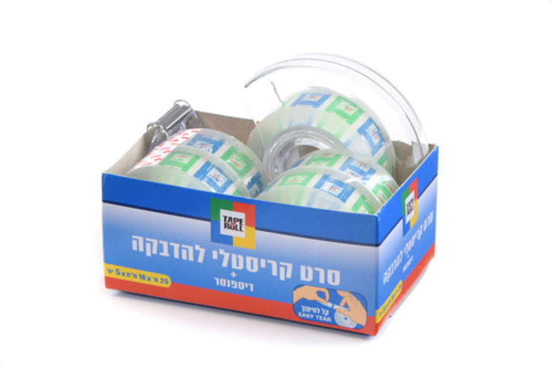 סלוטייפ שקוף 25\19 5+דיספנסר3/4