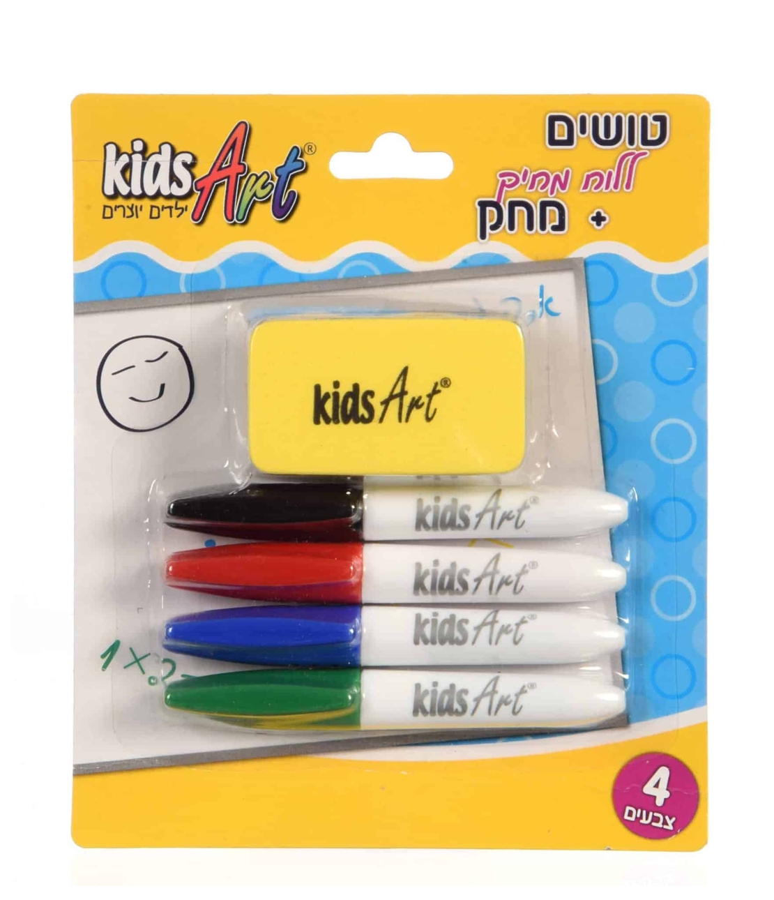 קידס ארט טוש מחיק מיני סט 4 + מחק