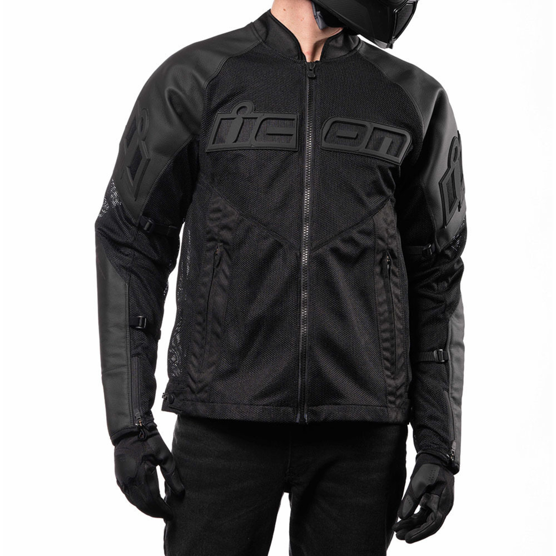 מעיל קיץ משולב עור ICON MESH AF Leather שחור
