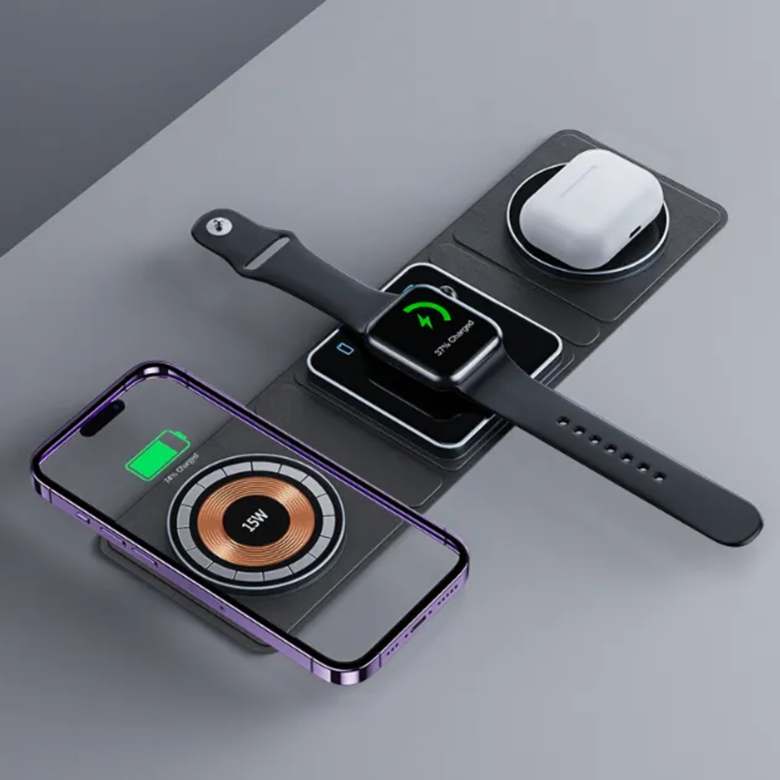 מטען האלחוטי מגנטי מתקפלApple Watch ו-AirPods.