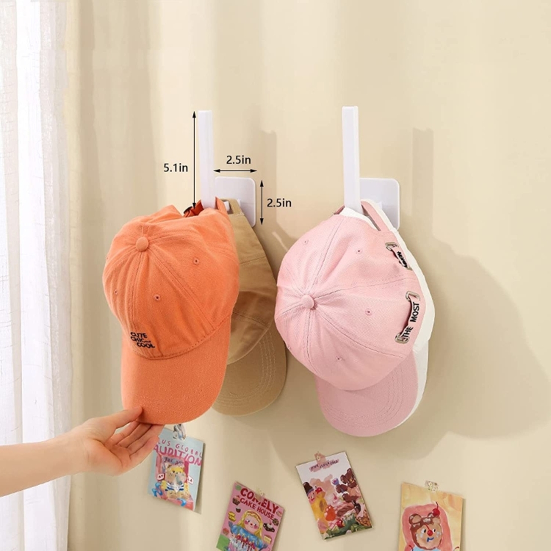 2+2 יחידות מתלה לכובעי בייסבול