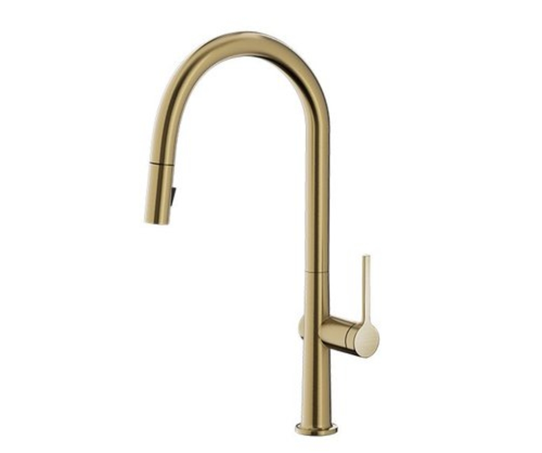 ברז מטבח נשלף גבוה | 2 מצבי זרימה |  SENSE  | זהב מוברש |  306369BG