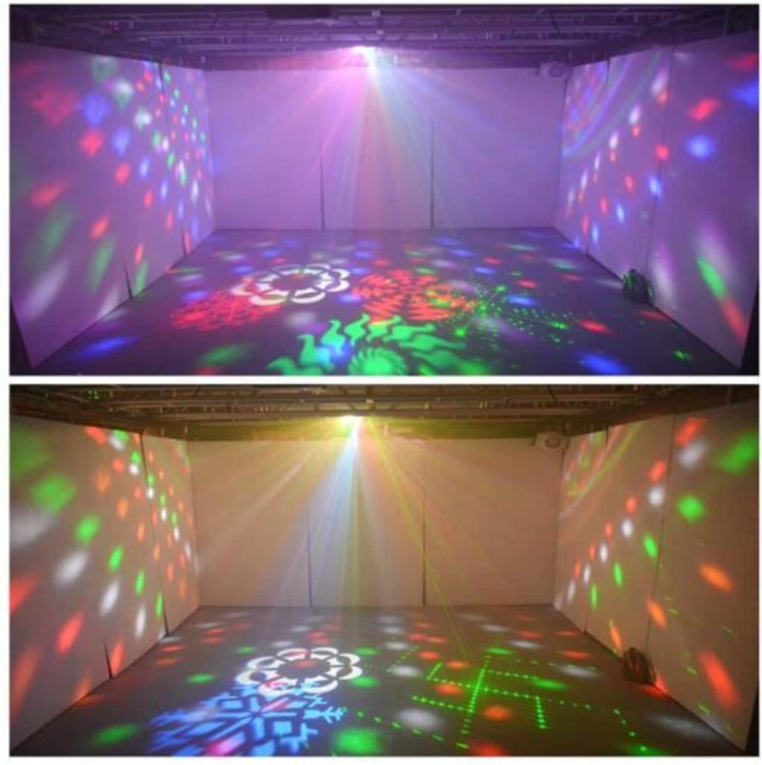 פנס אפקט Shadow Party 4 פנס מרשים הכולל לייזר + LED + פלאש + גובו + דרבי