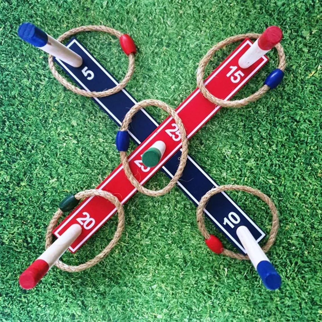 משחק מעץ לגינה/חצר: קליעה למטרה השחלת טבעות – RING TOSS