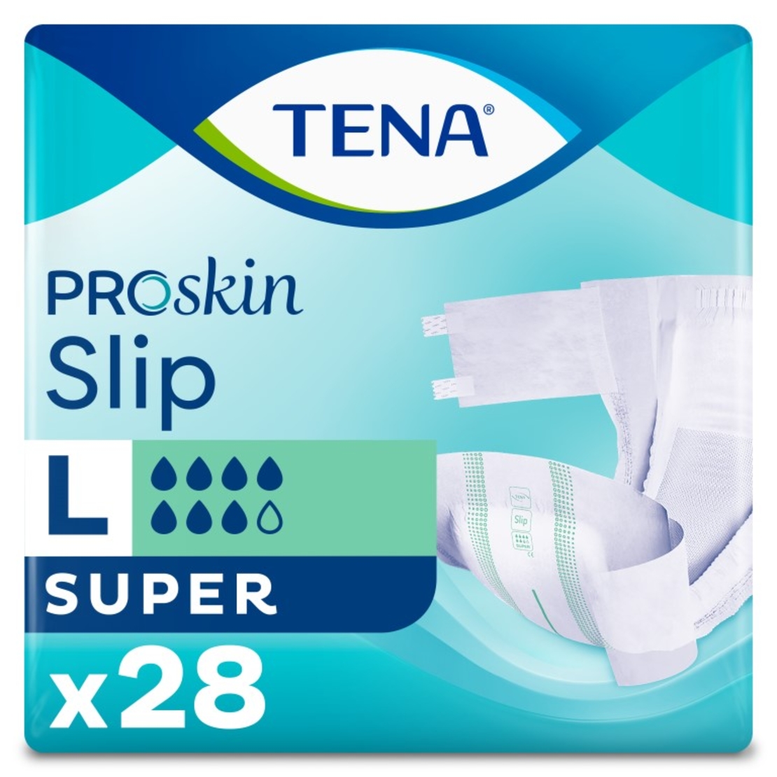חיתולים למבוגרים טנה TENA סליפ סופר, מידה L, ספיגה מוגברת ללילה 28 יח'