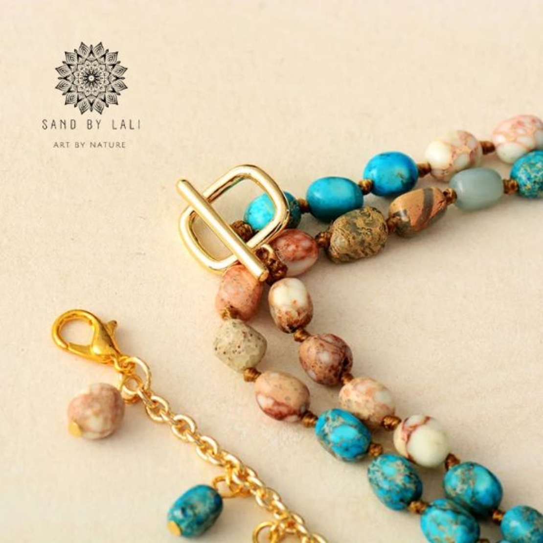 Luxury Natural Stone Y Necklace - Handmade Imperial Jasper Lariat for Women