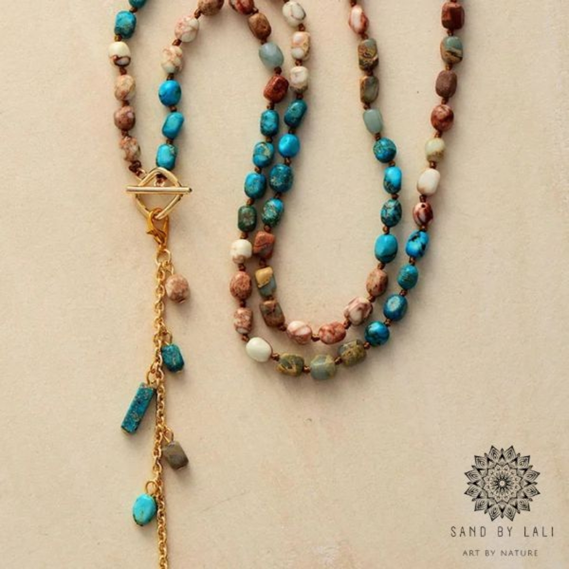 Luxury Natural Stone Y Necklace - Handmade Imperial Jasper Lariat for Women