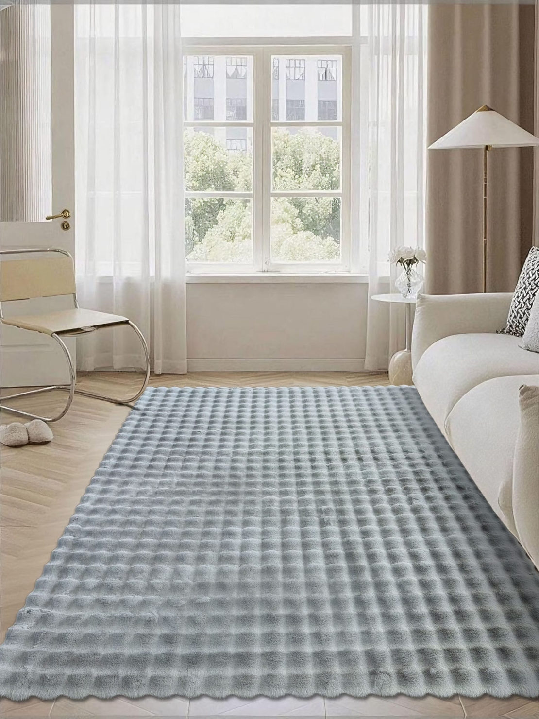 שטיח פרווה לסלון בועות 290*200