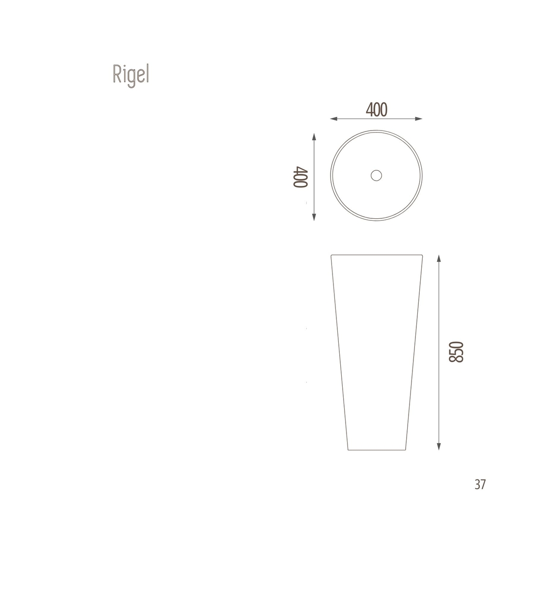 כיור עומד עגול Rigel-B Freestanding