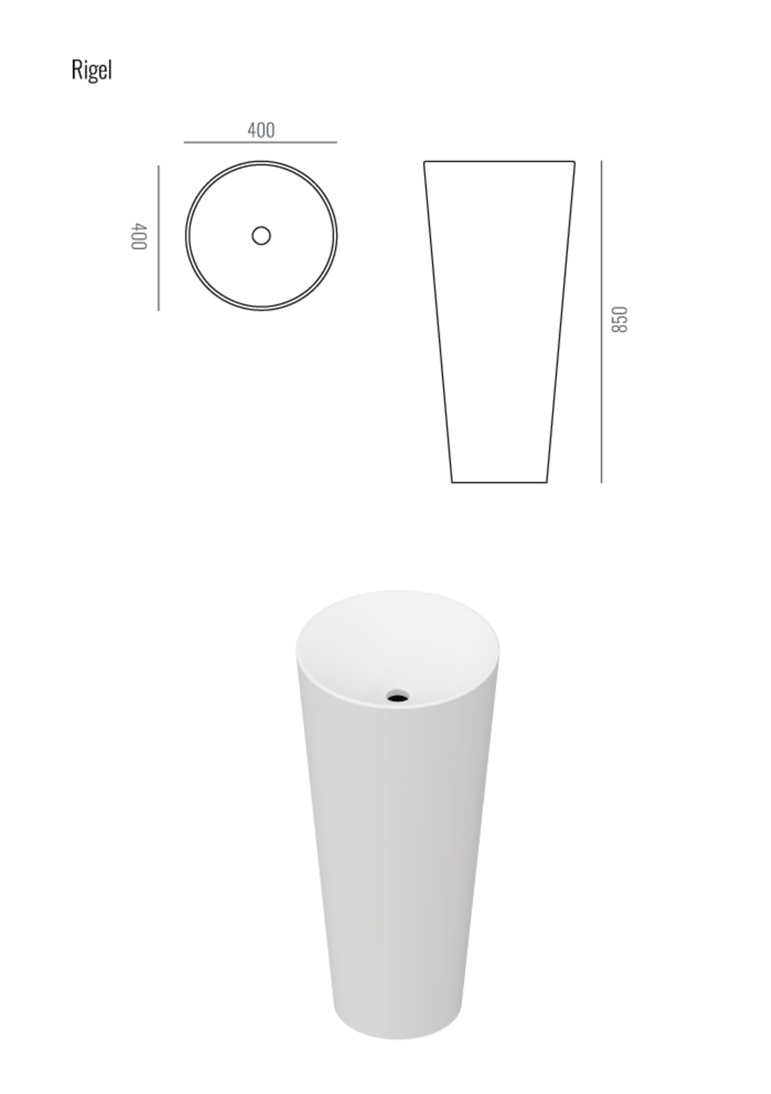 כיור עומד עגול Rigel Freestanding