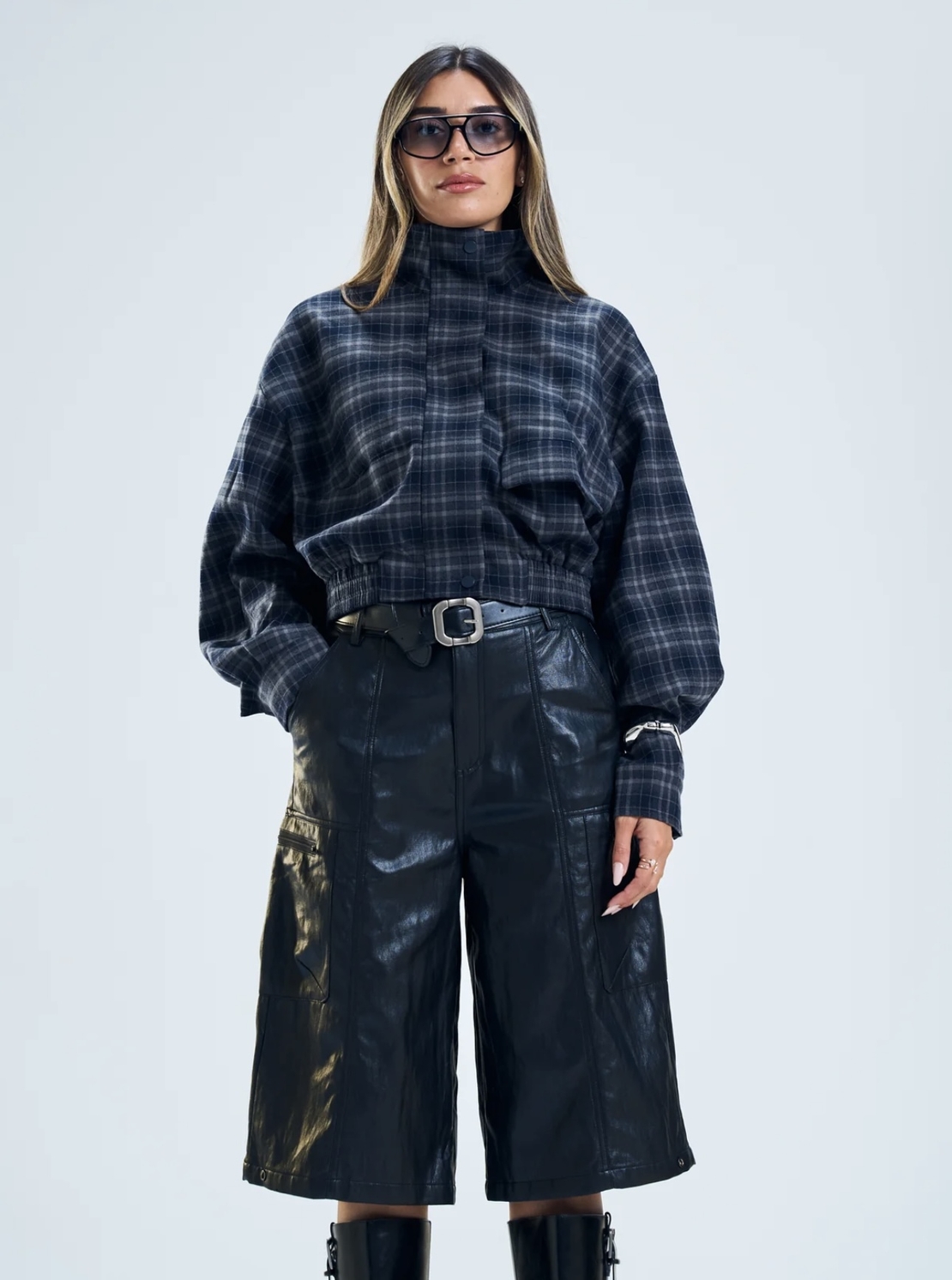 ג׳קט ניל כחול משובץ