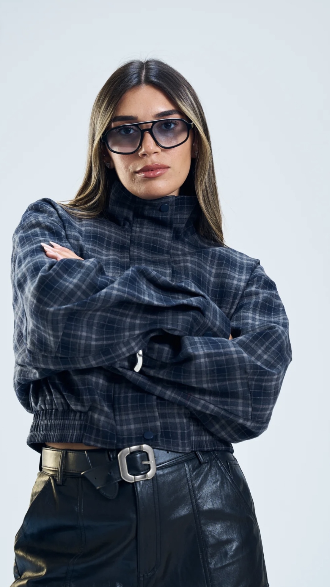 ג׳קט ניל כחול משובץ