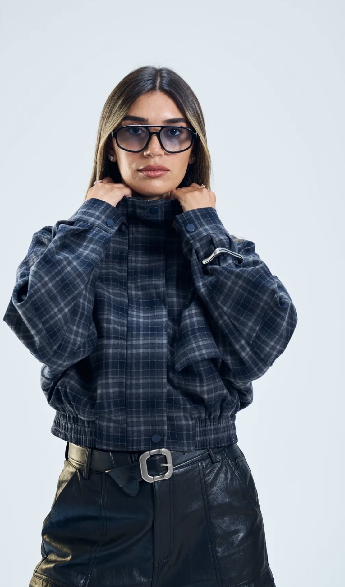 ג׳קט ניל כחול משובץ