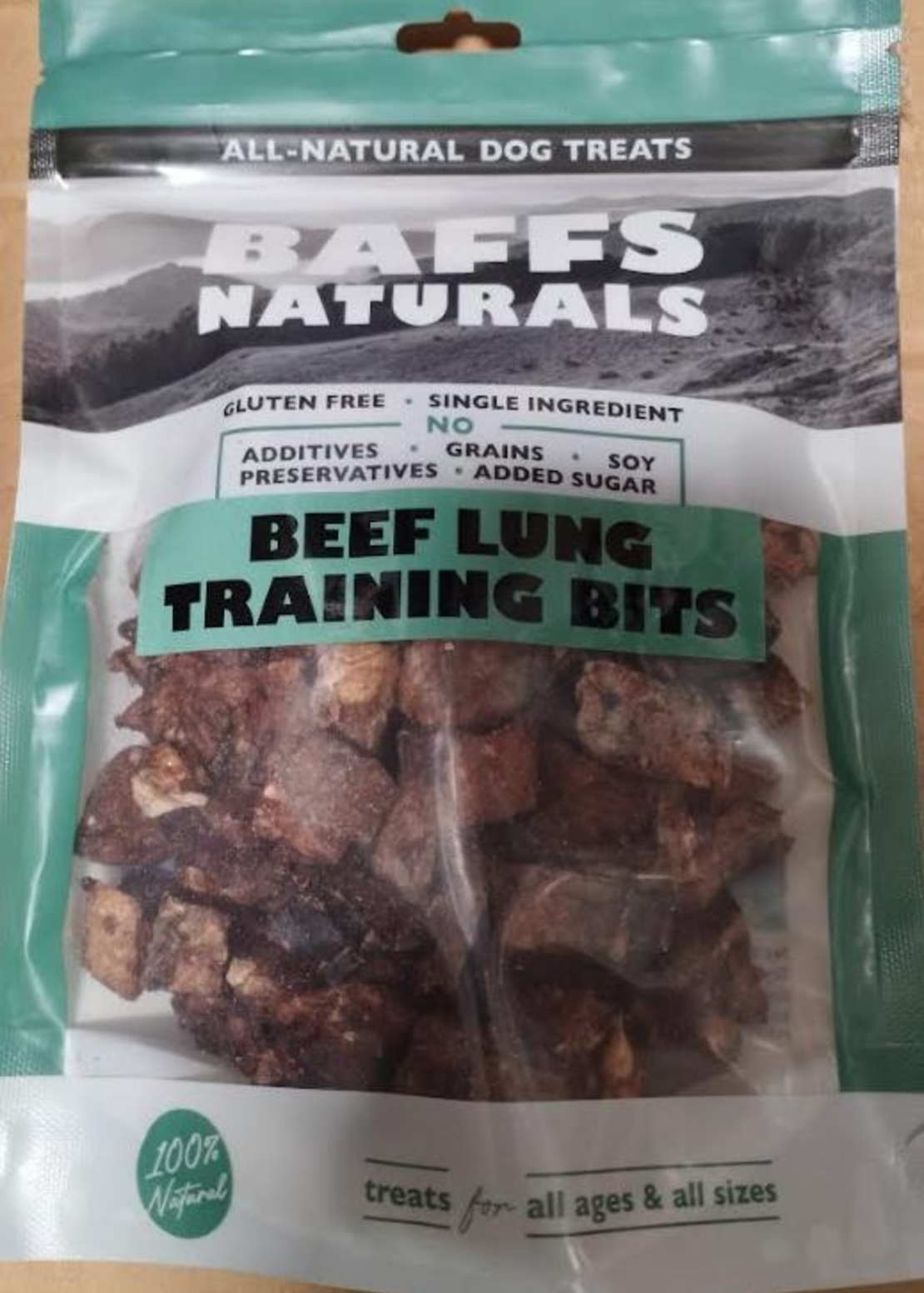 באפס טבעי ריאות בקר לאימון 100 גרם BEEF LUNG TRAINING BITS BAFFS NATURAL