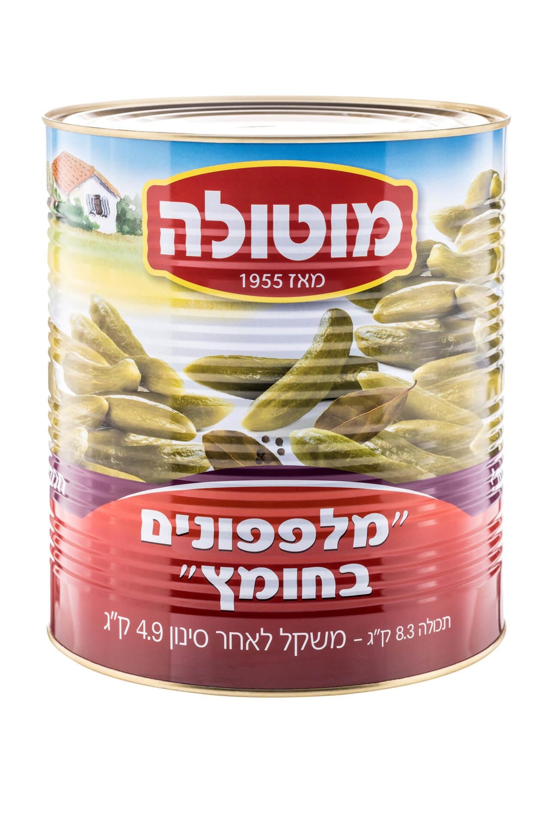 מוטולה מלפפונים 66/80 בחומץ 9 ליטר