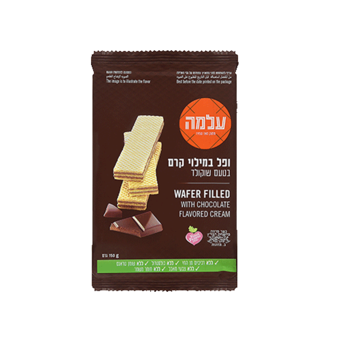 עלמה וופל טעם שוקולד ממולא שוקולד – 200 גרם × 24 יחידות (מארז)