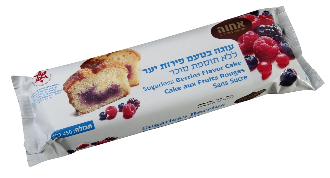 אחוה עוגה ללא סוכר פירות יער – 450 גרם -  יחידה