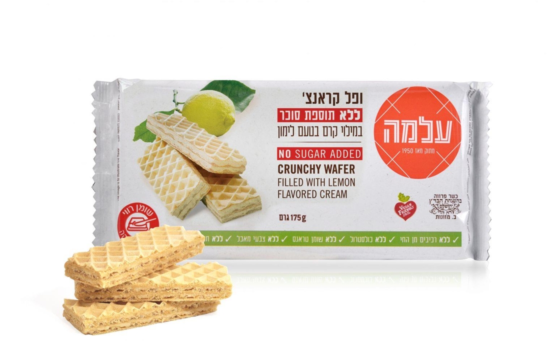 עלמה וופל בטעם לימון ללא תוספת סוכר – 175 גרם × 12 יחידות (מארז)
