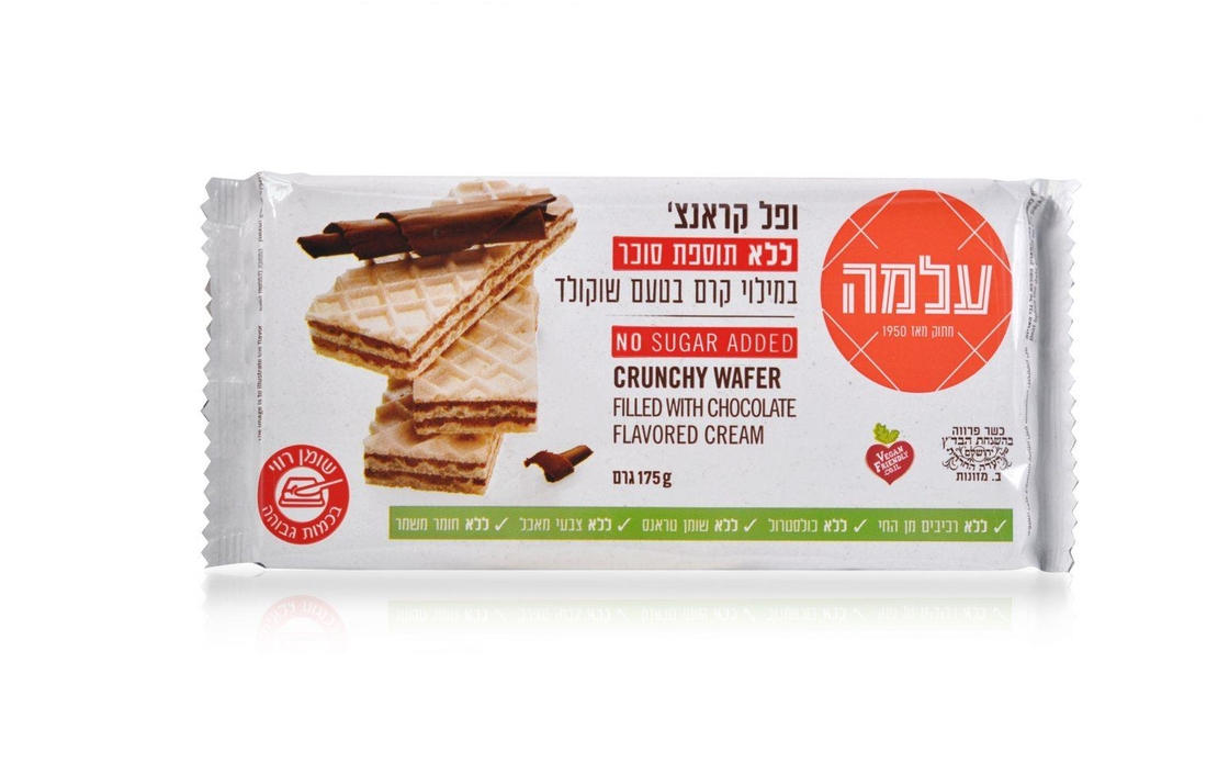 עלמה וופל בטעם שוקולד ללא תוספת סוכר – 175 גרם × 12 יחידות (מארז)