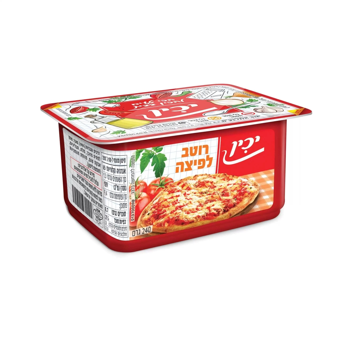 יכין רוטב עגבניות לפיצה – 240 גרם × 24 יחידות (מארז)