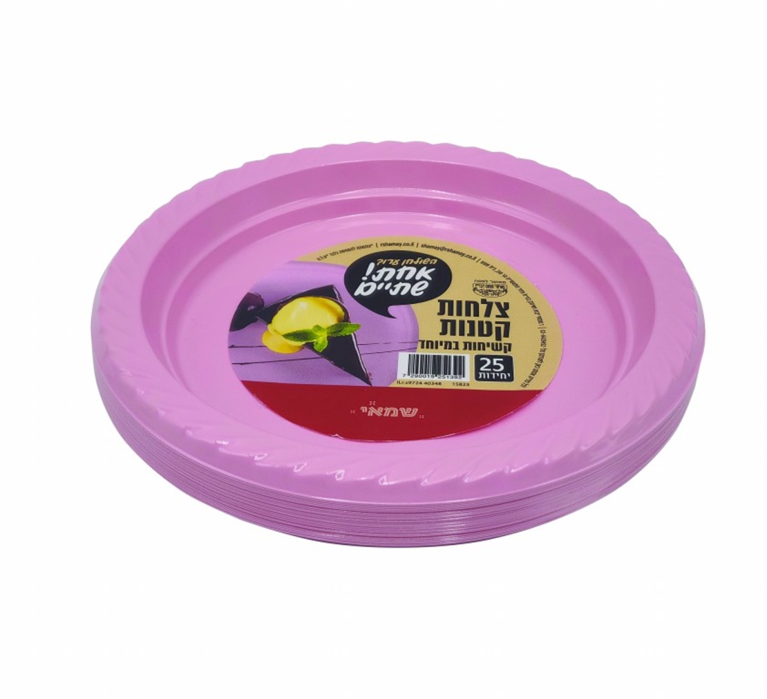 צלחת קטן טורקיז/ורוד 25 יחידות