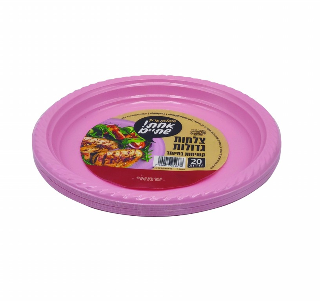 צלחת גדול טורקיז/ורוד 25 יחידות