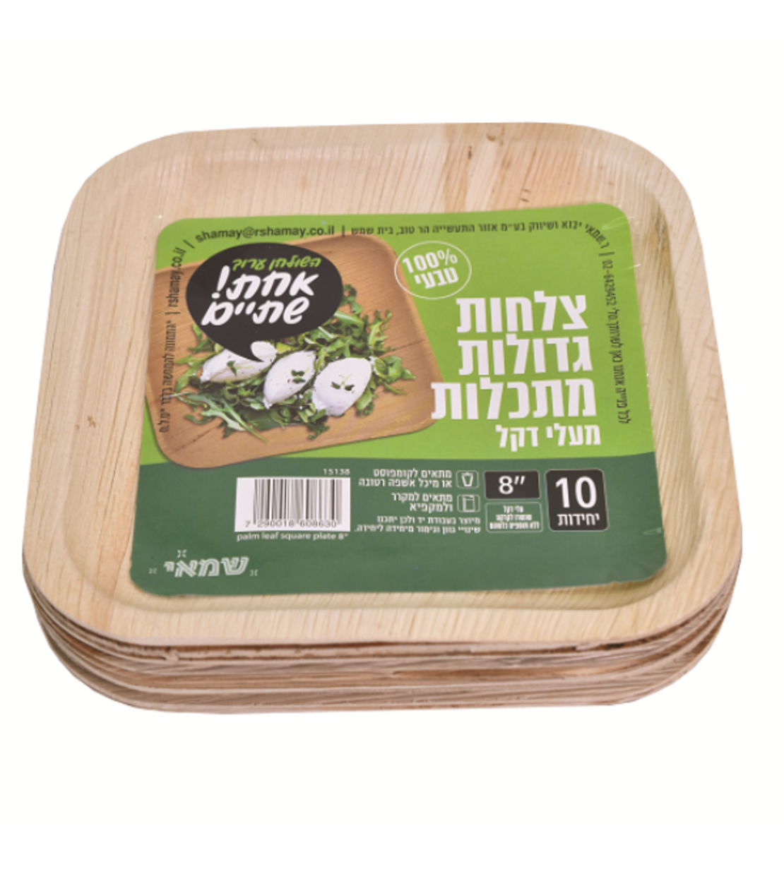 צלחות (M) מרובעות מתכלות מעלי דקל