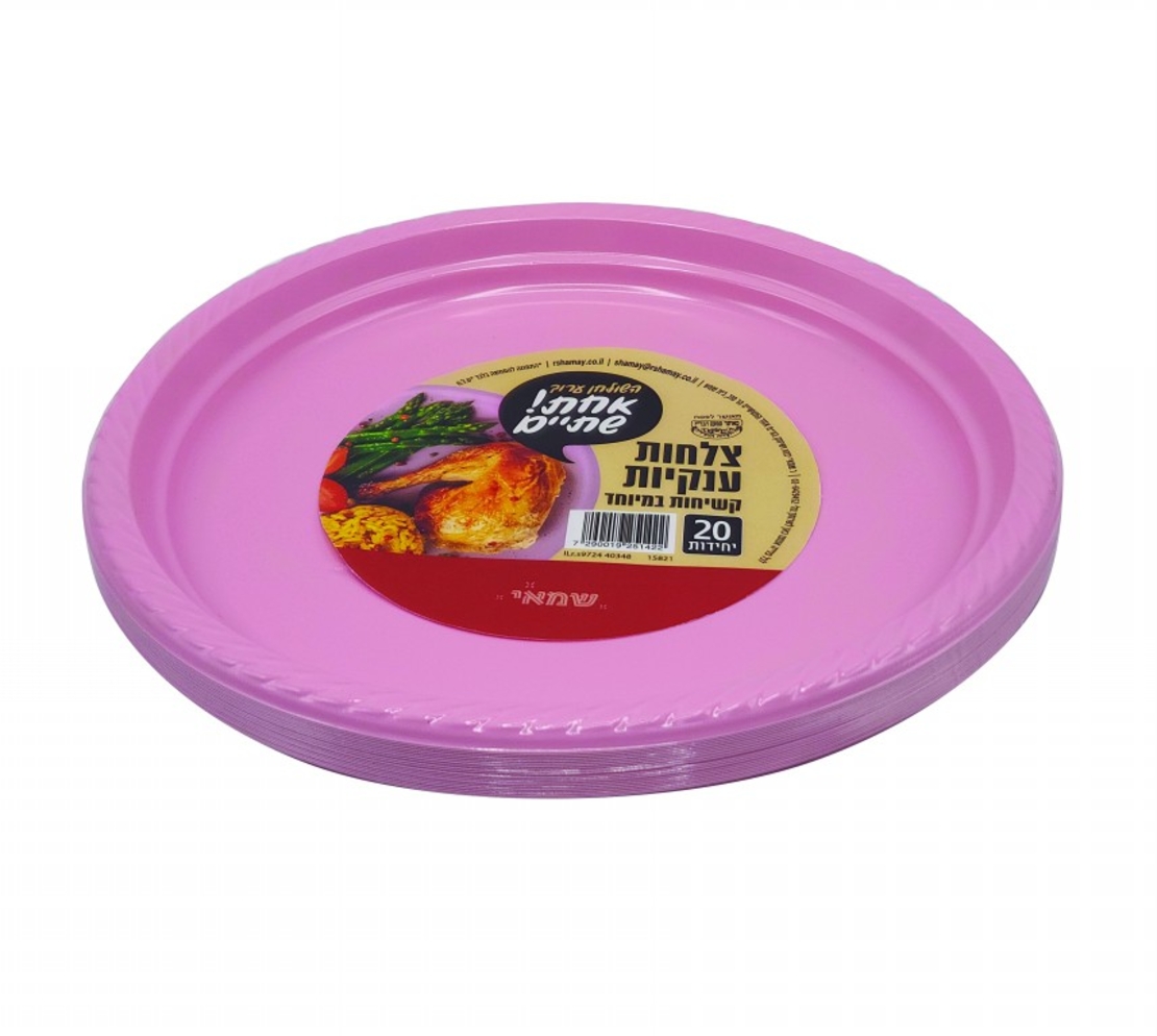 צלחת ענק טורקיז/ורוד 25 יחידות