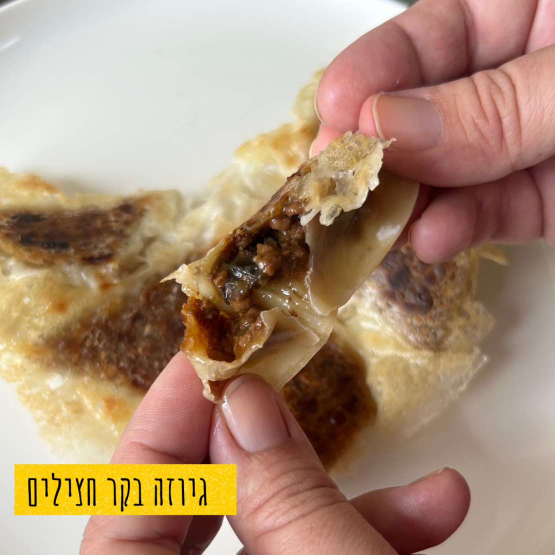 גיוזה בעבודת יד במילוי בקר וחצילים - 10 יחידות