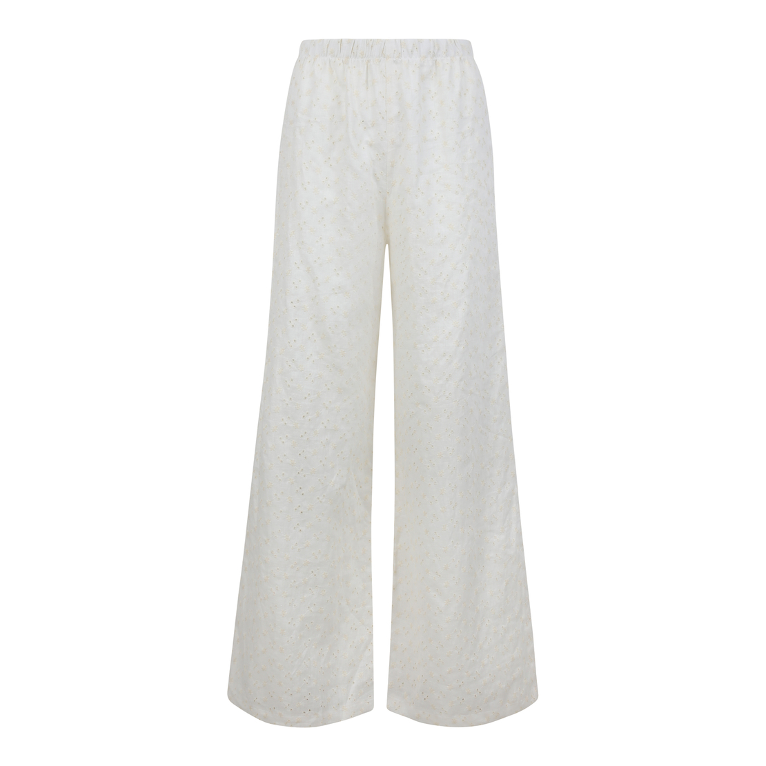 ARIELLE Linen trousers Embroidered cream