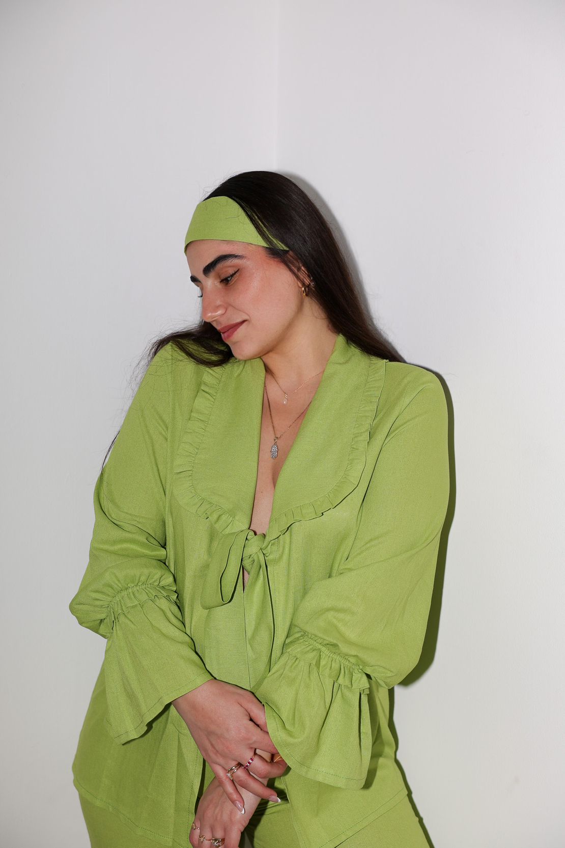 LUNNA Linen Blouse lime