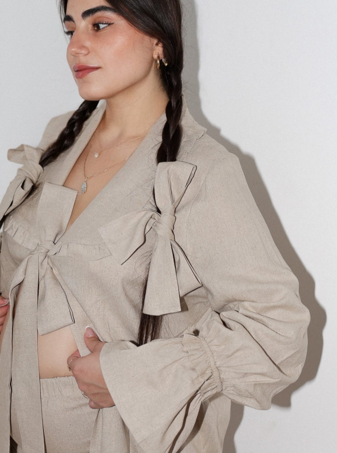 LUNNA Linen Blouse sand