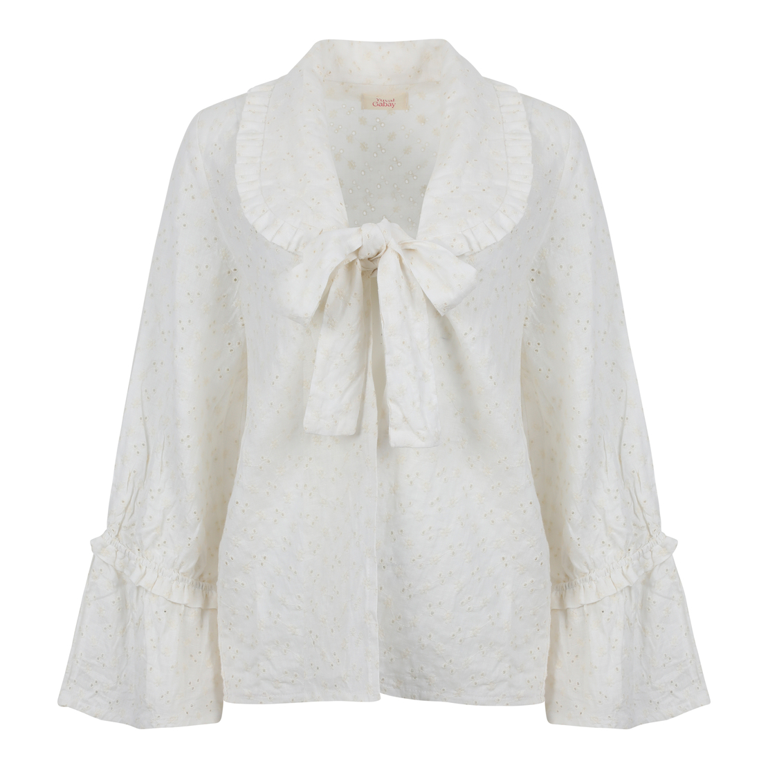 LUNNA Linen Blouse Embroidered cream