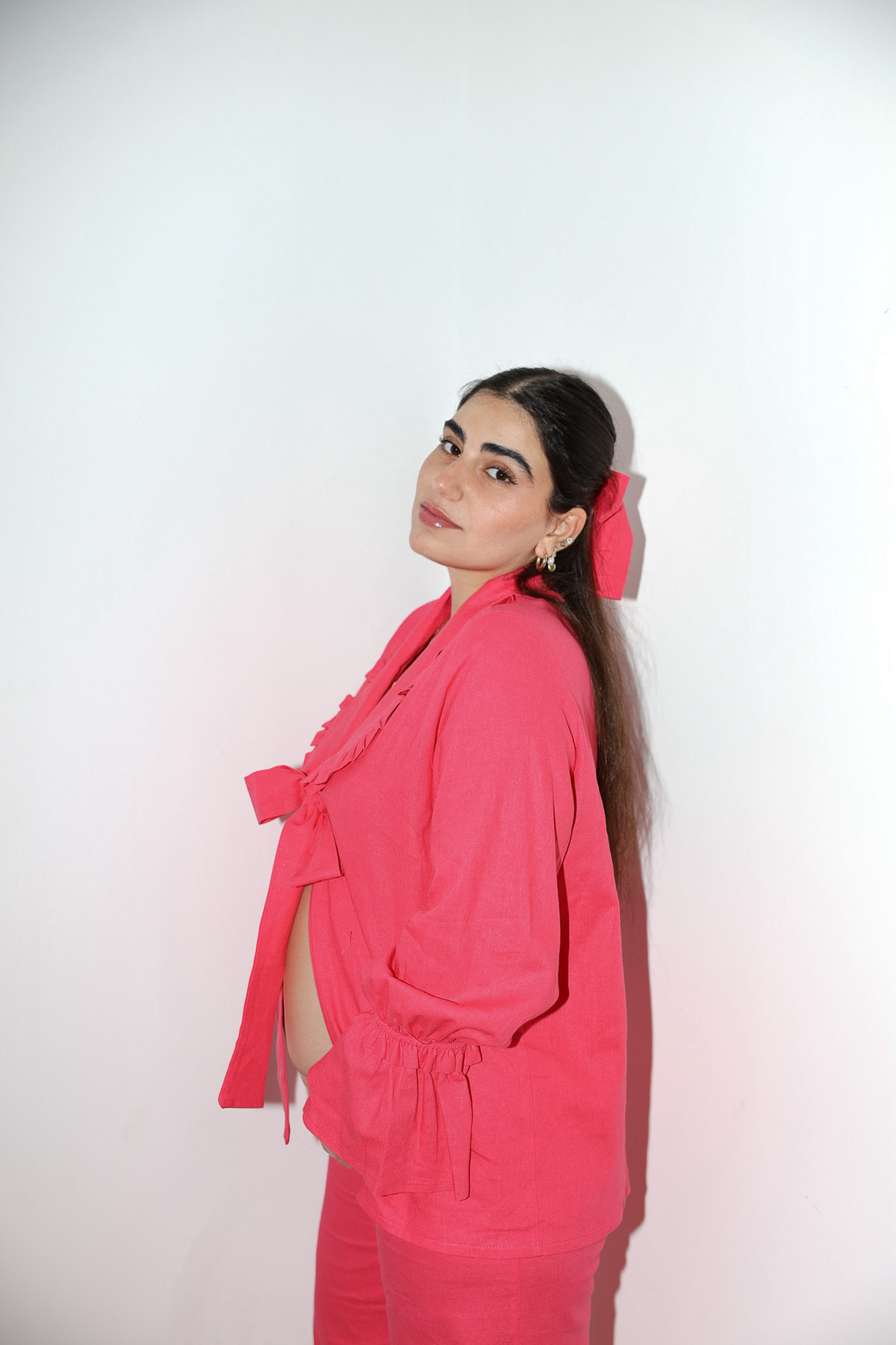 LUNNA Linen Blouse Fuchsia