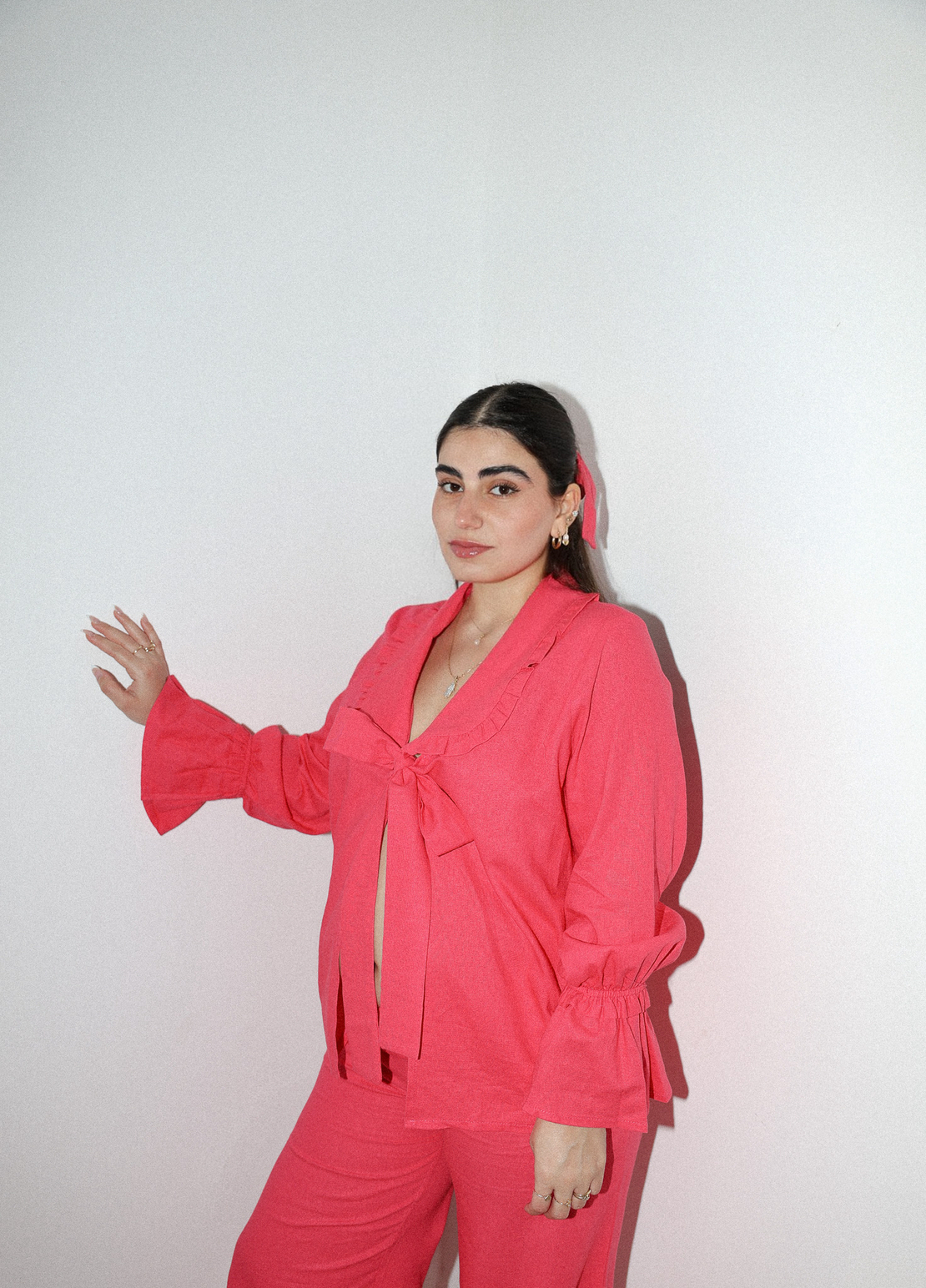 ARIELLE Linen trousers Fuchsia