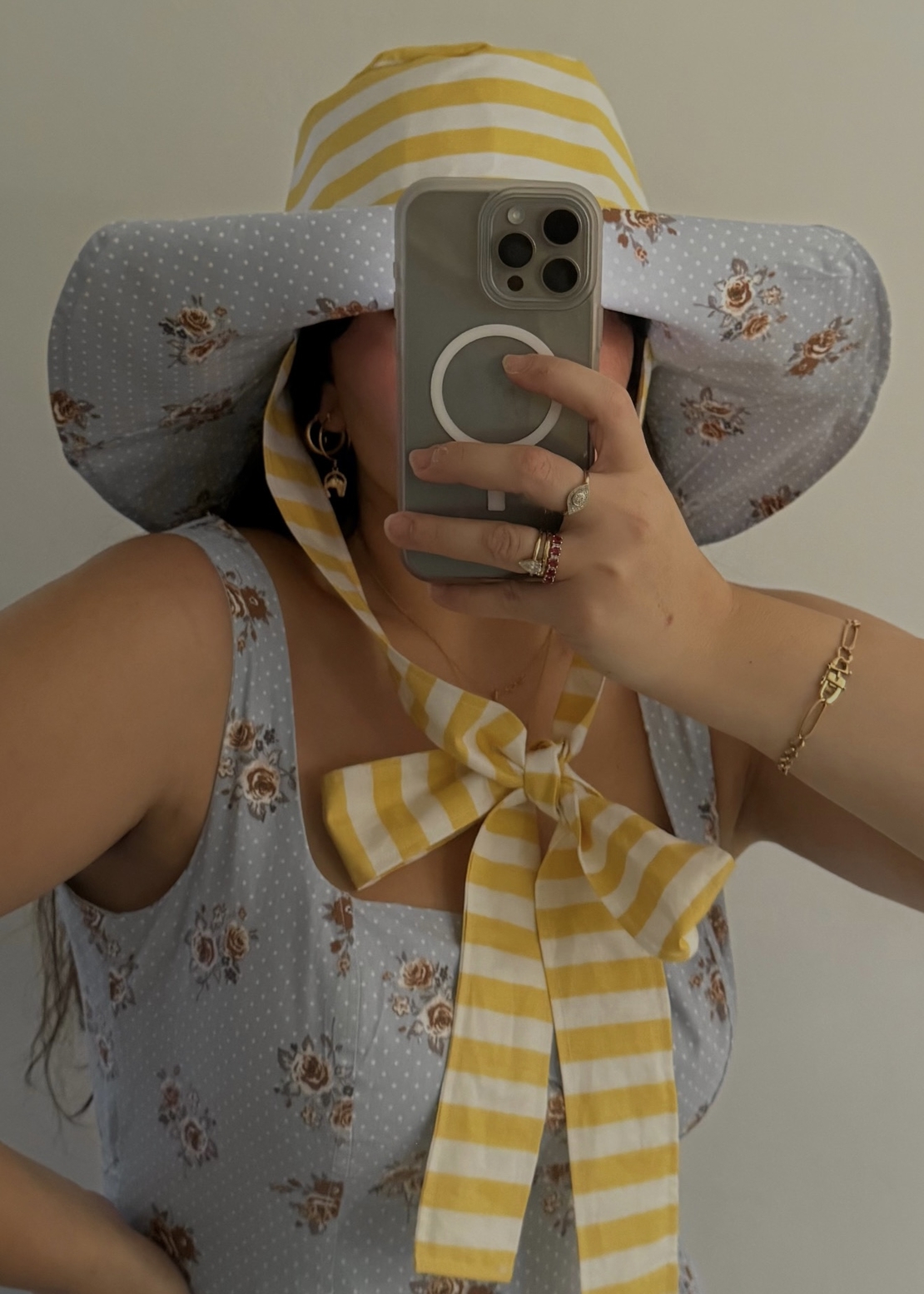 Double-sided Hands made summer hat - striped