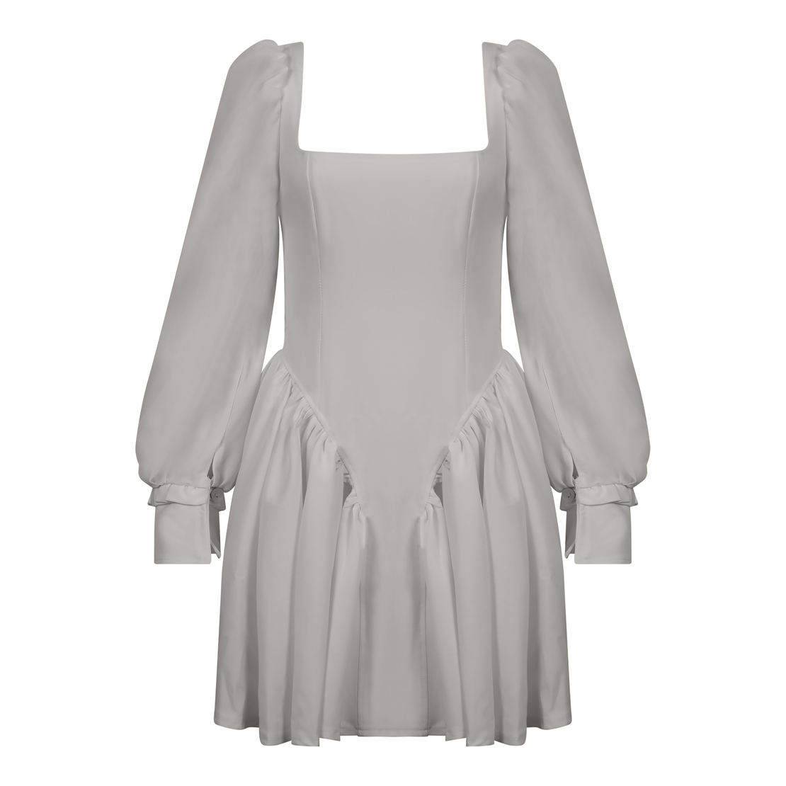 Open Back Volume Sleeves Dress - champagne