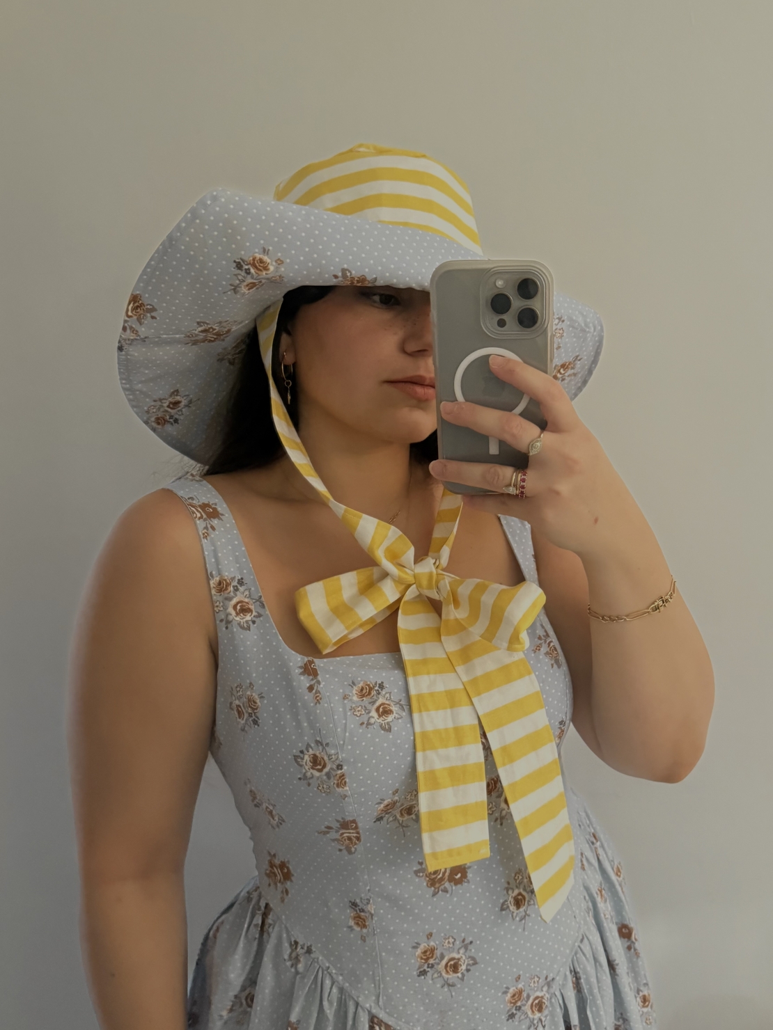 Double-sided Hands made summer hat - striped