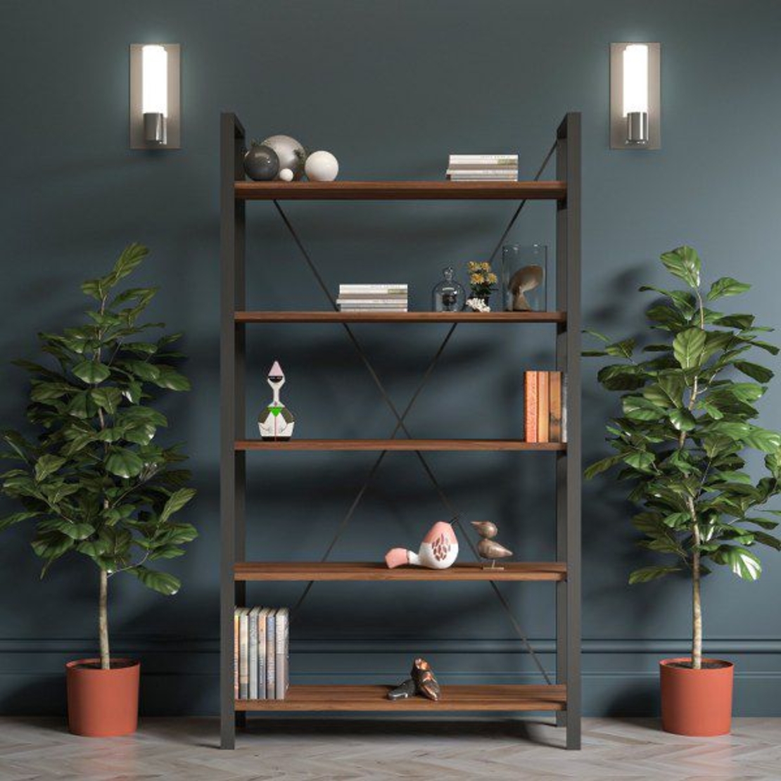 ספריה קלאסית ברוחב 70 דגם דניז DENIZ חום WALNUT