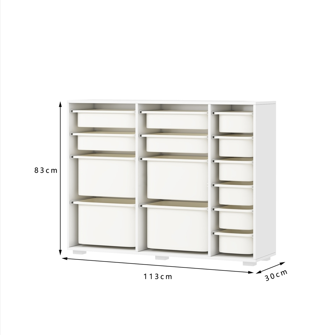 שידת איחסון מכלים רחבה בגוון לבן דגם פליי PLAY