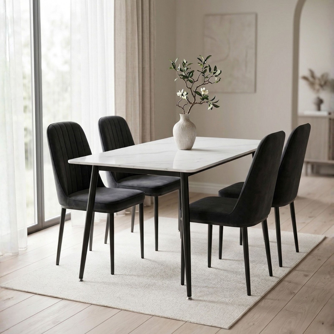 פינת אוכל מקרמיקה לבנה מבריקה 120/70 ס