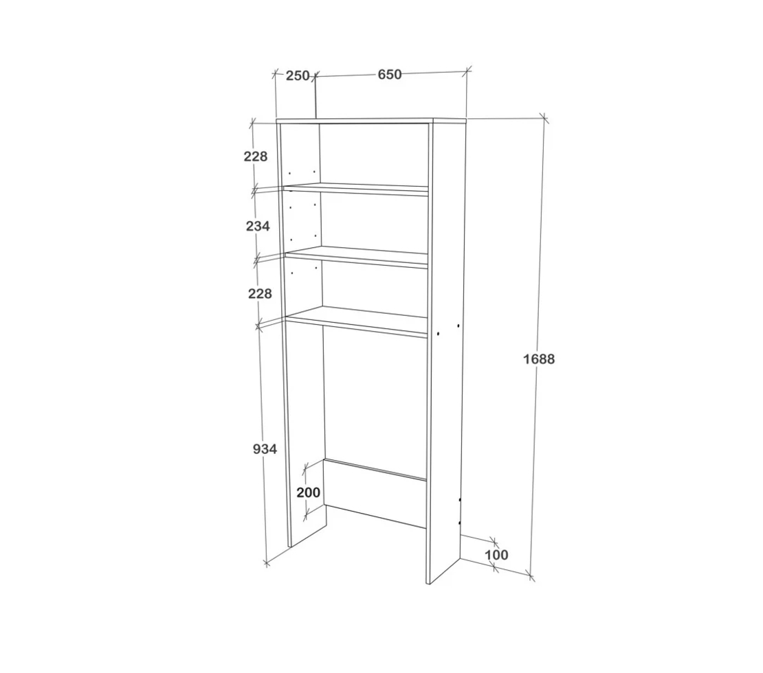 ארון שירות למכונת הכביסה עם מדפים דגם אלקטריק לבן