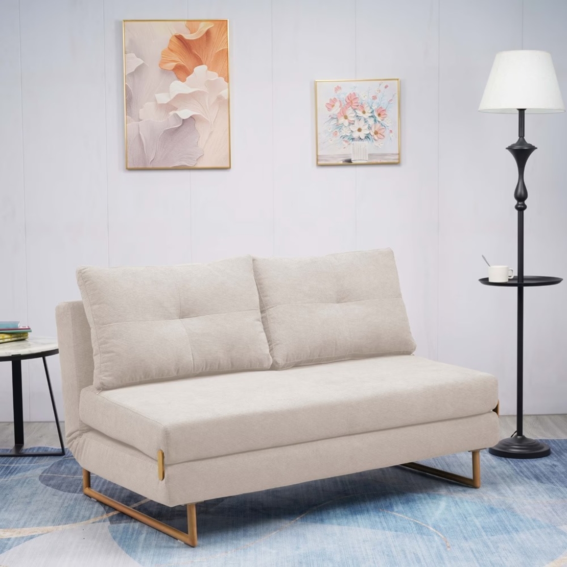 ספה ברוחב 150 נפתחת למיטה מרופדת בד רחיץ דגם לילך קרם