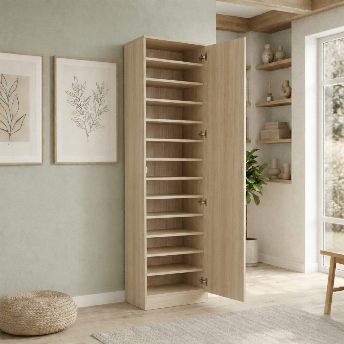 ארון נעליים 13 תאים מעוצב 45×200 עם מראה דגם ריו Rio אלון | מבית WOODY