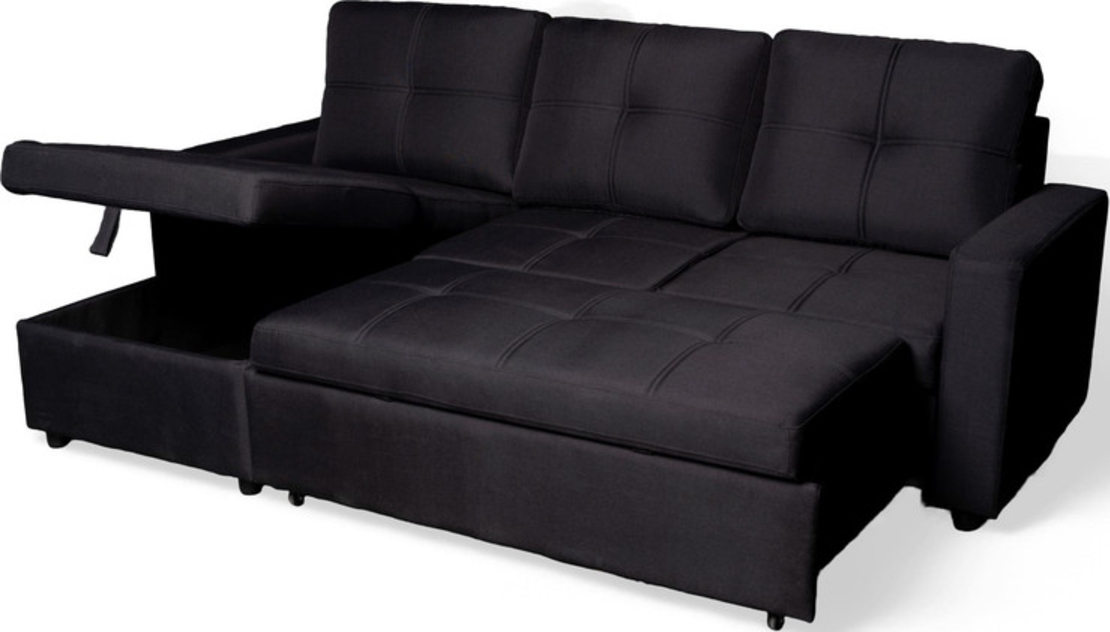 ספה פינתית עם ארגז מצעים דגם מודנה Modena שחור