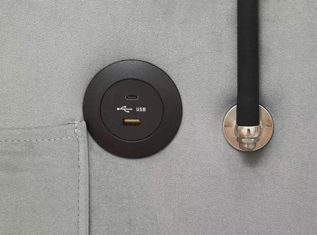 כורסא קטיפה עם טעינת USB דגם לאציו LAZIO אפור בהיר