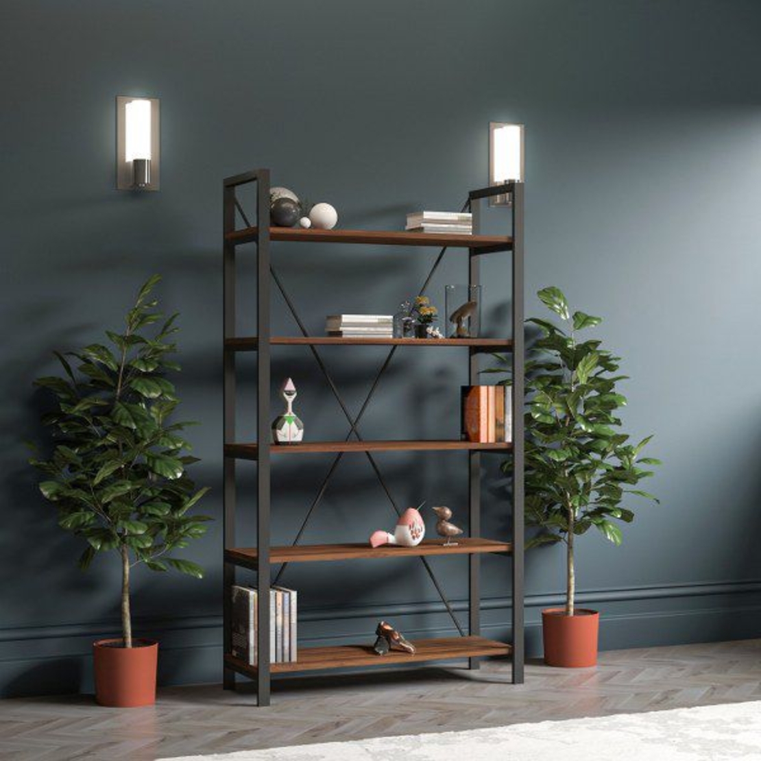 ספריה קלאסית ברוחב 70 דגם דניז DENIZ חום WALNUT