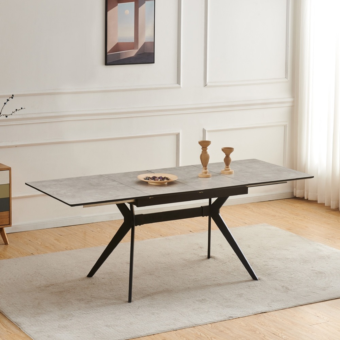 פינת אוכל נפתחת 1.2-2.0 מ' עם 4 כסאות דגם סנטוריני אפור-רוז